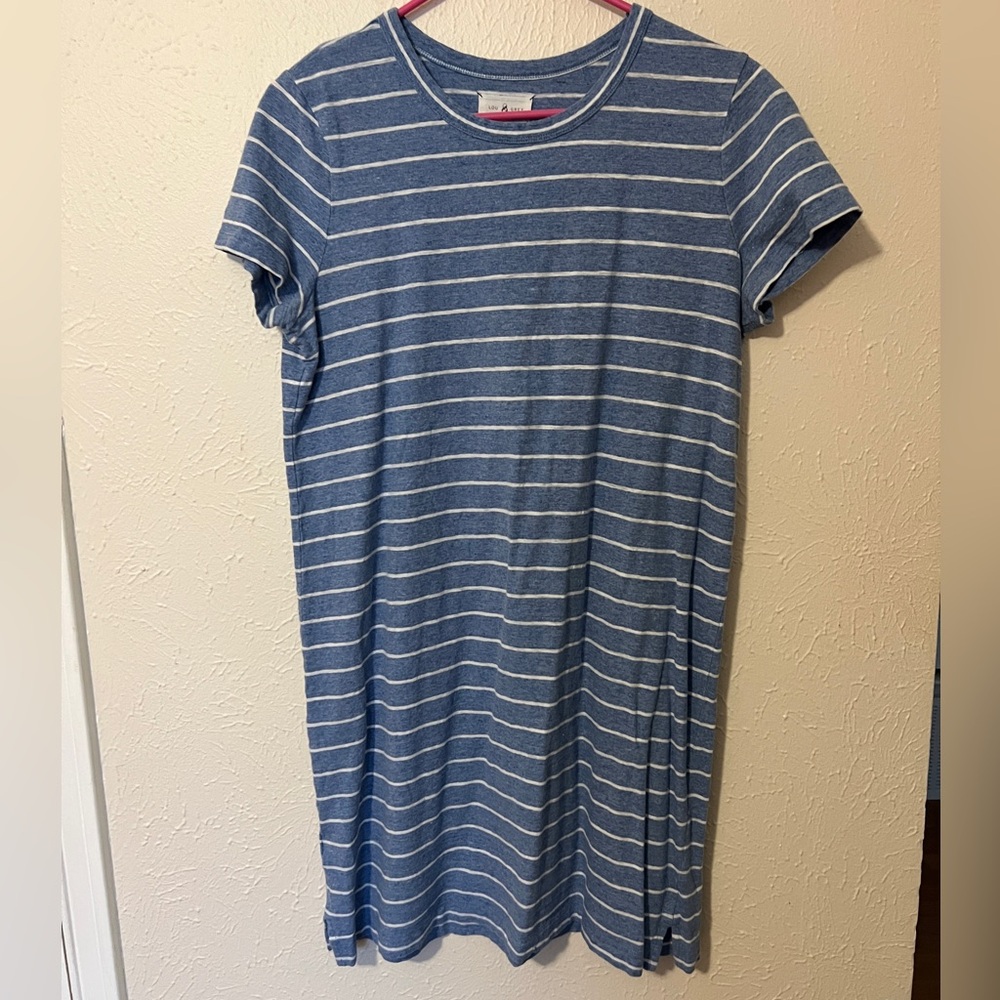 Lou & Grey Blue and White Striped Knit Dress Casual and Preppy